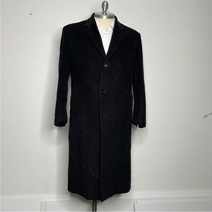 Jos A Bank Overcoat Mens Solid Black Top Coat Wool Cashmere Blend 42R